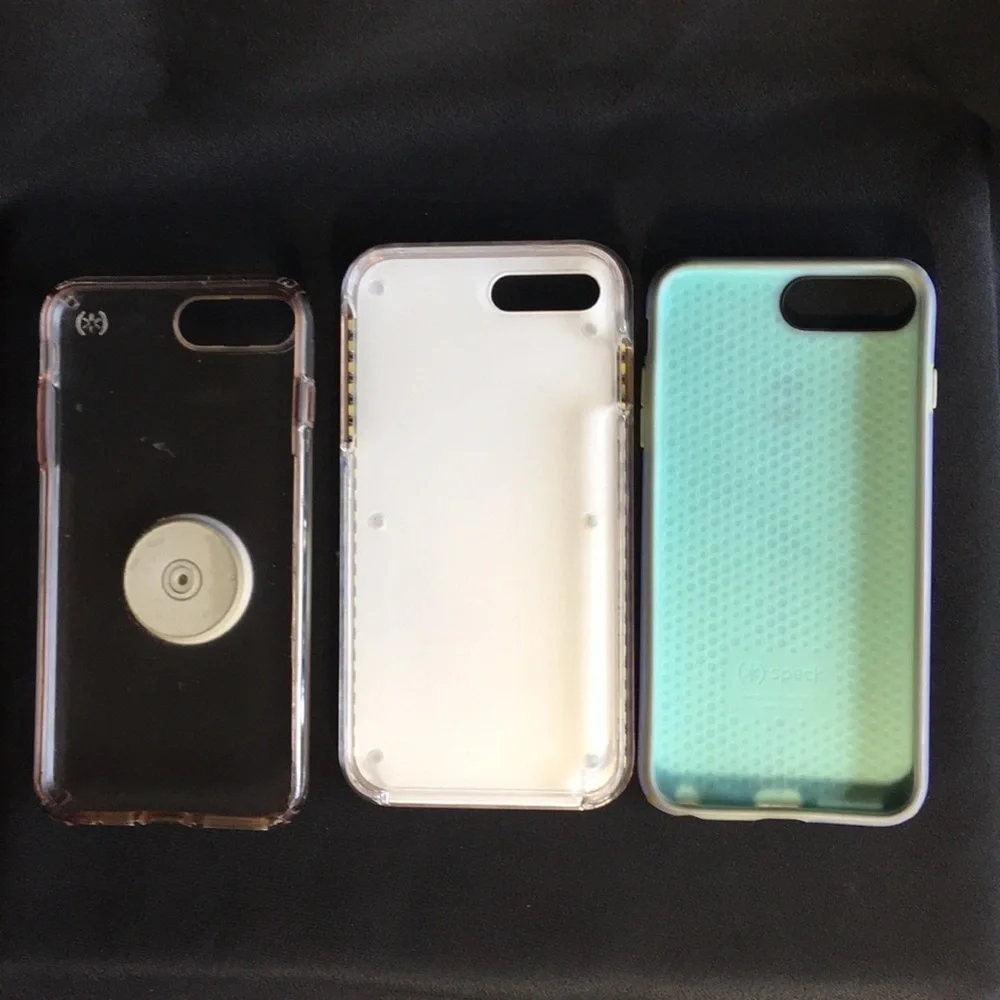 iPhone cases 7 plus x3. Rose gold light up, purple